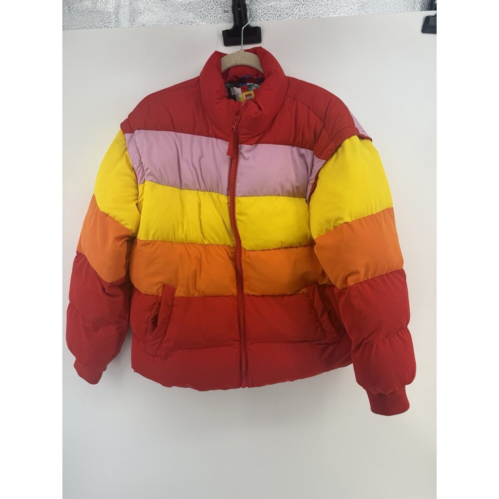 Lego Target Women's M Puffer Jacket Coat Vest Multicolor  Zip Off Sleeves Read